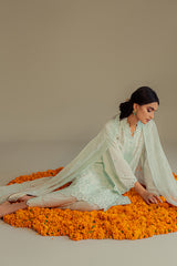 DUSTY AQUA-3PC CHIKAN KARI LAWN SUIT