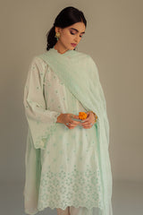 DUSTY AQUA-3PC CHIKAN KARI LAWN SUIT