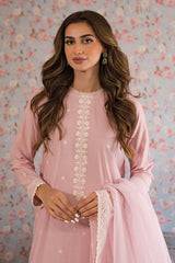 ICY PINK-3PC EMBROIDERED LAWN SUIT