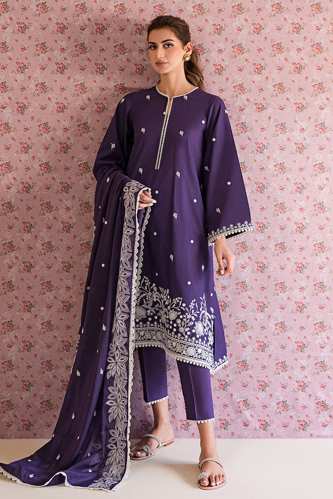 PARACHUTE PURPLE-3PC EMB LAWN SUIT