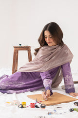 MAUVE GLINT-3PC PRINTED LAWN SUIT