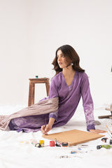 MAUVE GLINT-3PC PRINTED LAWN SUIT