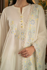 GRIZZLED PEARL-3PC EMBROIDERED SUIT