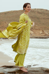 OLIVE TWINE-3PC (SHIRT, DUPATTA & TROUSER)