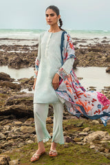 GARDENIA GLEAM-3PC SATIN PRINTED SUIT