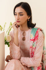PEACH SORBET-3 PIECE PRINTED LAWN SUIT
