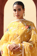 MAIZE OCHRE-STITCH 3PC: LAWN EMBROIDERED SUIT