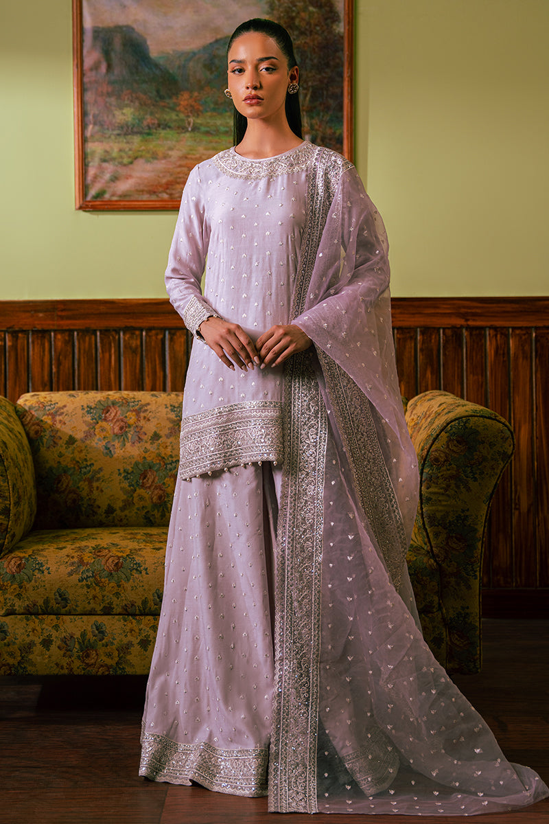 Wisteria plum-3 piece embroidered silk suit Wisteria plum-3 piece embroidered silk suit