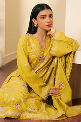 ORCHID MOSS-3 PIECE EMBROIDERED CAMBRIC SUIT