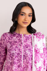 PINK WAVE-3 PIECE PRINTED LAWN SUIT