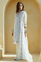 FLORAL MARINE STITCH 3PC: LAWN EMBROIDERED  SUIT