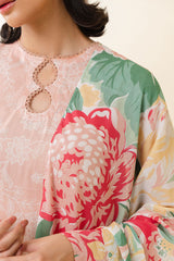 PEACH SORBET-3 PIECE PRINTED LAWN SUIT