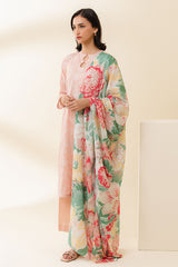 PEACH SORBET-3 PIECE PRINTED LAWN SUIT