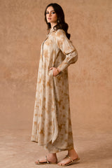 RUSSET WOOD-2 PIECE LINEN PRINTED SUIT