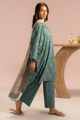VERDANT CHARM-3PC PRINTED LAWN SUIT