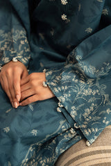 TEAL DUST-3PC PRINTED LAWN SUIT