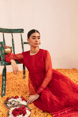 RIO RED EMBROIDERED ORGANZA SHIRT