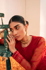 RIO RED EMBROIDERED ORGANZA SHIRT