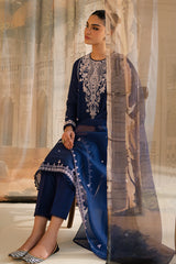COBALT BLOOM-3PC LAWN EMBROIDERED SUIT