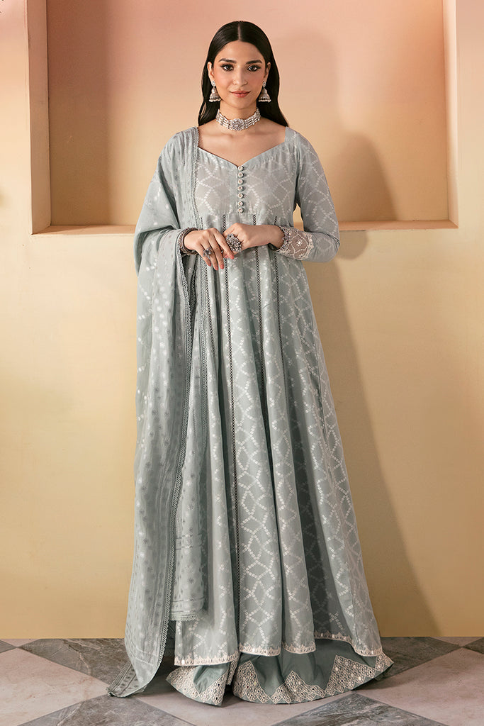 DUSTY AQUA-3PC COTTON JACQUARD SUIT