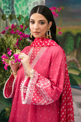 FUCHIA CARNATION-3PC EMBROIDERED LAWN SUIT