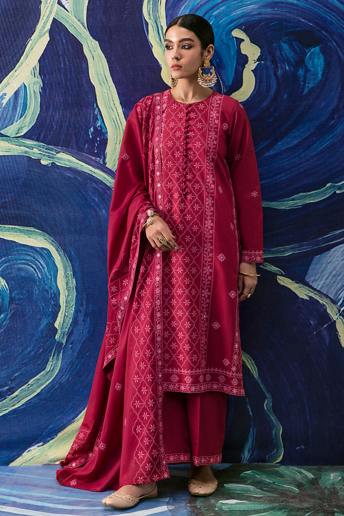 GARNET GLARE-3PC EMBROIDERED LAWN SUIT