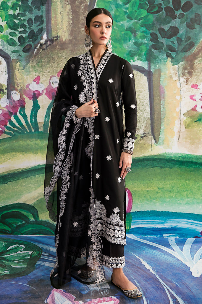 INKY GLINT-3PC EMBROIDERED LAWN SUIT