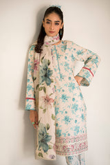 BLUE MIST-3PC PRINTED LAWN SUIT