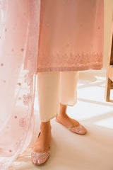 PALE BLUSH-2 PIECE CAMBRIC EMBROIDERED SUIT