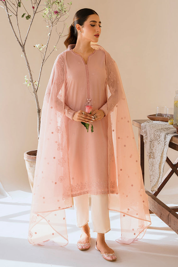 PALE BLUSH-2 PIECE CAMBRIC EMBROIDERED SUIT