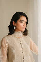 ASH GRAY-4PC ORGANZA EMBROIDERED SUIT