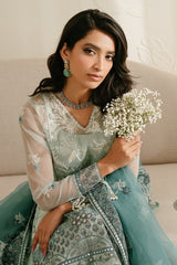 AQUAMARINE AZURE-4PC ORGANZA EMBROIDERED SUIT