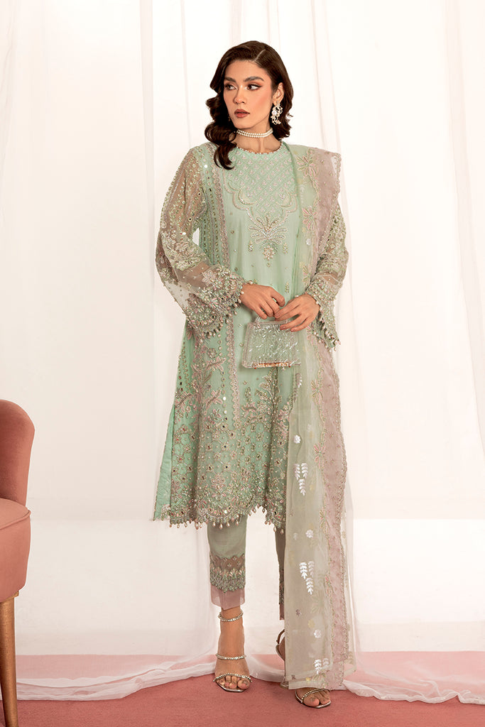DASTOOR-3PC ORGANZA EMBROIDERED PRET