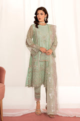 DASTOOR-3PC ORGANZA EMBROIDERED PRET