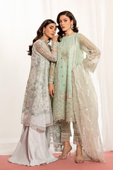 DASTOOR-3PC ORGANZA EMBROIDERED PRET