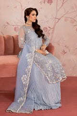 SCARLET BLUE-2PC ORGANZA EMBROIDERED PRET