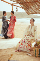 CREWEL CREAM-3PC SATIN EMBROIDERED SUIT