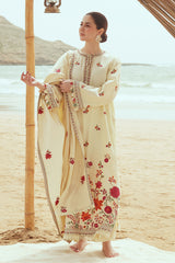 CREWEL CREAM-3PC SATIN EMBROIDERED SUIT