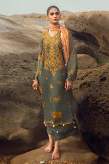 SMOKEY FLAIR-3PC SATIN EMBROIDERED SUIT