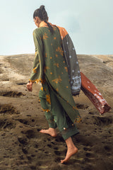 SMOKEY FLAIR-3PC SATIN EMBROIDERED SUIT