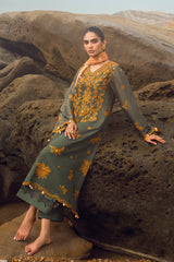 SMOKEY FLAIR-3PC SATIN EMBROIDERED SUIT