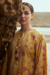 BLOOMING GOLD-3PC SATIN PRINTED SUIT