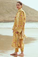 BLOOMING GOLD-3PC SATIN PRINTED SUIT
