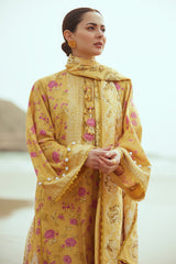BLOOMING GOLD-3PC SATIN PRINTED SUIT