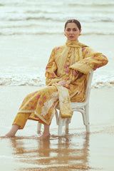 BLOOMING GOLD-3PC SATIN PRINTED SUIT