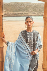 CERULEAN SERE-3PC SATIN PRINTED SUIT