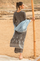 CERULEAN SERE-3PC SATIN PRINTED SUIT