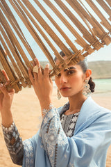 CERULEAN SERE-3PC SATIN PRINTED SUIT