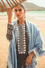 CERULEAN SERE-3PC SATIN PRINTED SUIT