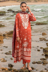 SAND STONE-3PC SATIN PRINTED SUIT